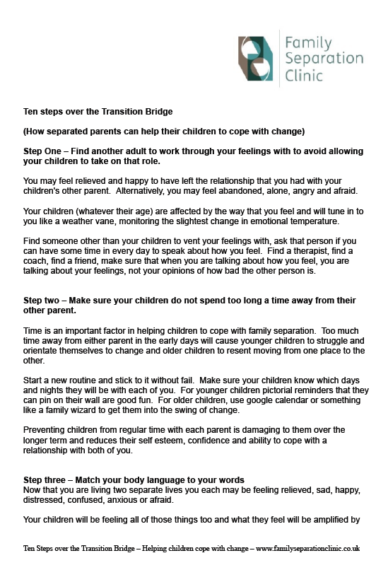 Ten Steps over the Transition Bridge: supporting shared care arrangements