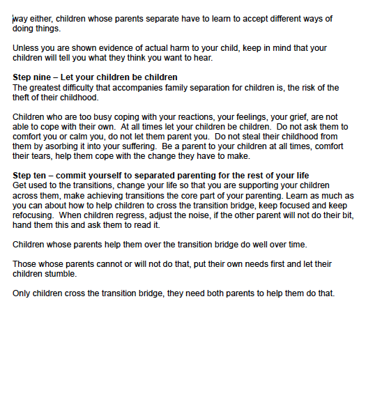 Ten Steps over the Transition Bridge: Supporting shared care arrangements